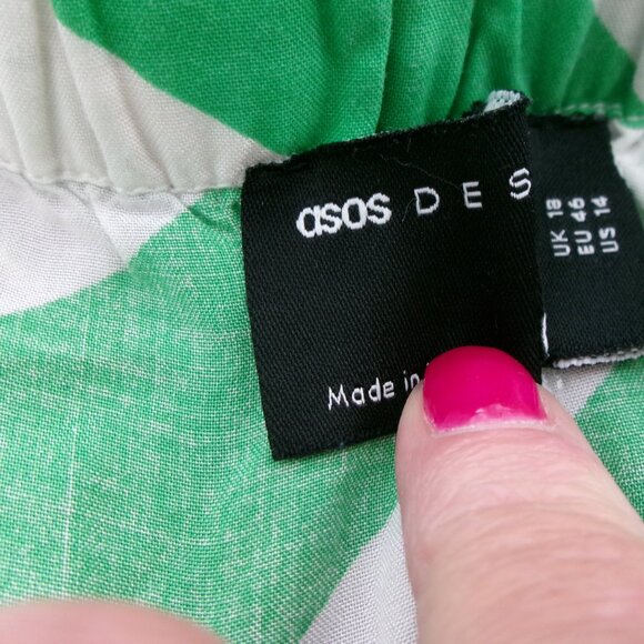 ASOS Kelly Green & White Striped Lightweight Drawstring Shorts High Waist 14 - Picture 3 of 8